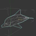 Low Poly Silver Dolphin 3D Model with Geometric Design and Black Background