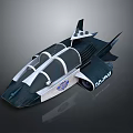 Futuristic Black And White Aircraft With Transparent Cockpit Emblem And Streamlined Design