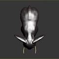 Purple Elephant Model with Long White Tusks Standing on Dark Background