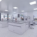Modern Laboratory Interior Design With Open Layout Lab Benches Stools And Windows 3d model