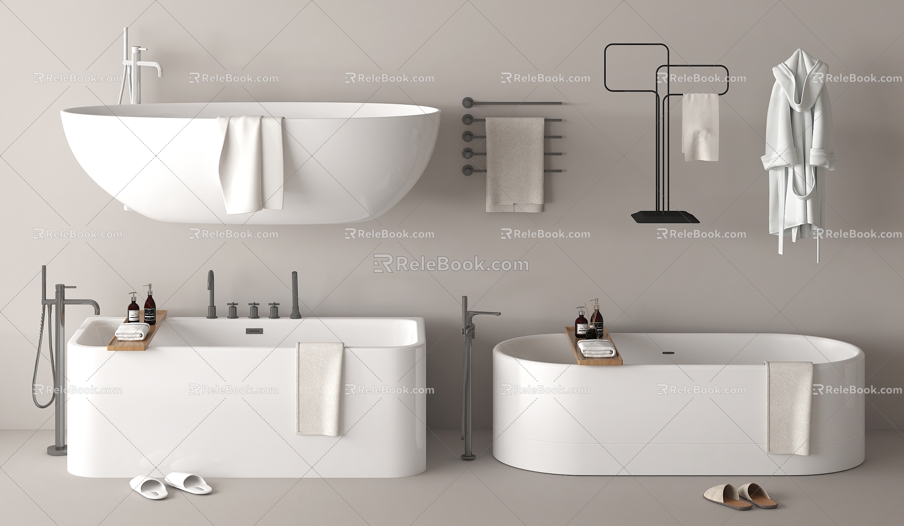 Bathtub Bathtub Integrated Bathtub Separate Bathtub Towels 3d model