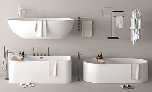 Bathtub Integrated Bathtub Separate Bathtub Towels 3d model