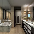 Modern Hotel Room Interior With Floor to Ceiling Windows City Night View And Comfortable Seating
