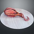 Red Braided Decorative Hook Placed On Circular Wooden Tray With Dark Background 3d model