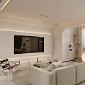 Modern Living and Dining Room Interior With Open Concept Sofa Coffee Table and Rug