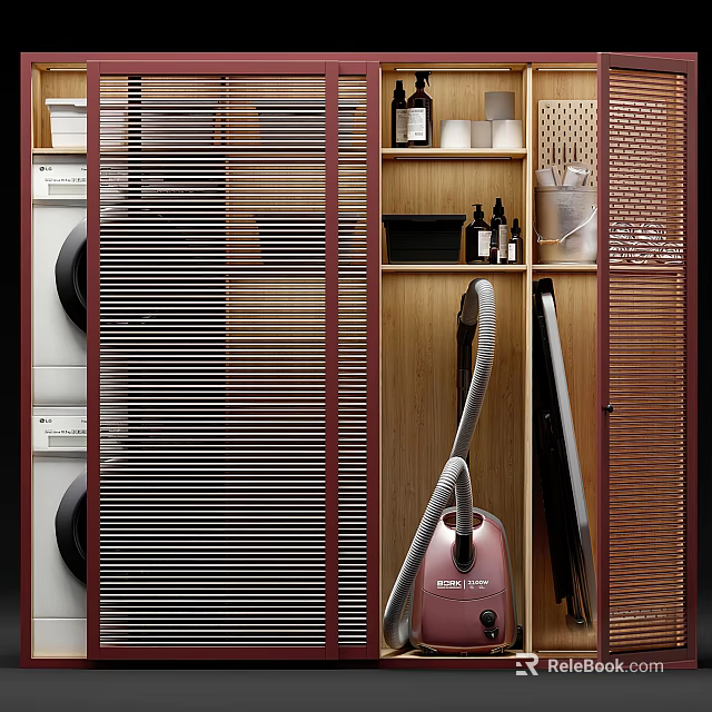 Modern Bathroom Vanity Cabinet With Wooden Storage Shelves And Toiletries Organizer 3d model 