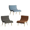 Modern Colorful Lounge Chair With Striped Design And Golden Metal Legs
