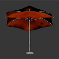 Four Red Umbrellas Displayed On White Background With Metal Stands