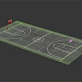 Basketball Court Equipment With Two Hoops Gray Surface White Lines And Center Circle