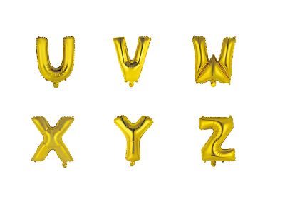Golden Alphabet Letter Balloons U to Z for Party Decorations and Celebrations 3d model