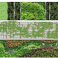 Lush Green Living Wall Design With Diverse Plant Layers And Grid Structure