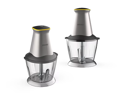 SPARO Kitchen Appliances Food Processors With Silver Black Design Transparent Container And Yellow Top Edge 3d model