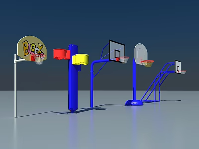 Playground Equipment Featuring Colorful Basketball Hoops Blue Yellow Red For Kids Outdoor Play 3d model