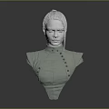 Detailed Female Bust Sculpture With Updo Hairstyle Intricate Clothing And Modern Neutral Tone