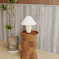 Modern table lamp table lamp side a few green plants 3d model