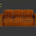 Worn Orange Sofa With Torn Seats And Visible Fabric Damage