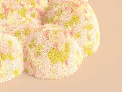 Set of Pink And Yellow Spotted Fluffy Commercial Equipment With Light Pink Background 3d model
