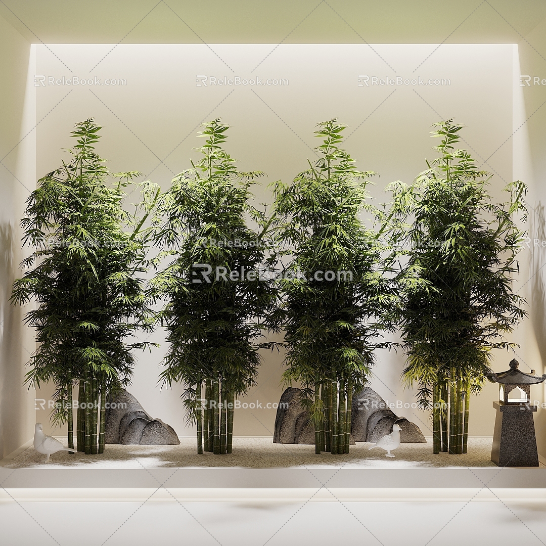 Bamboo Garden Landscaping Plants Courtyard Garden Zen Bamboo Landscape Bamboo Group Green Bamboo 3d model