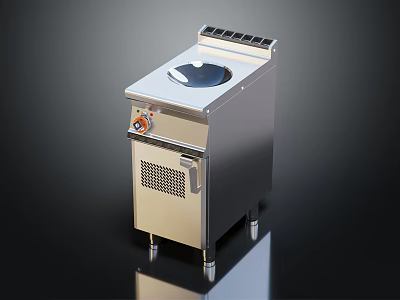 Stainless Steel Commercial Kitchen Appliance With Control Panel And Heating Knob 3d model