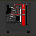 Black Computer Case With Transparent Side Panel Red Fans And Modern Tech Design 3d model
