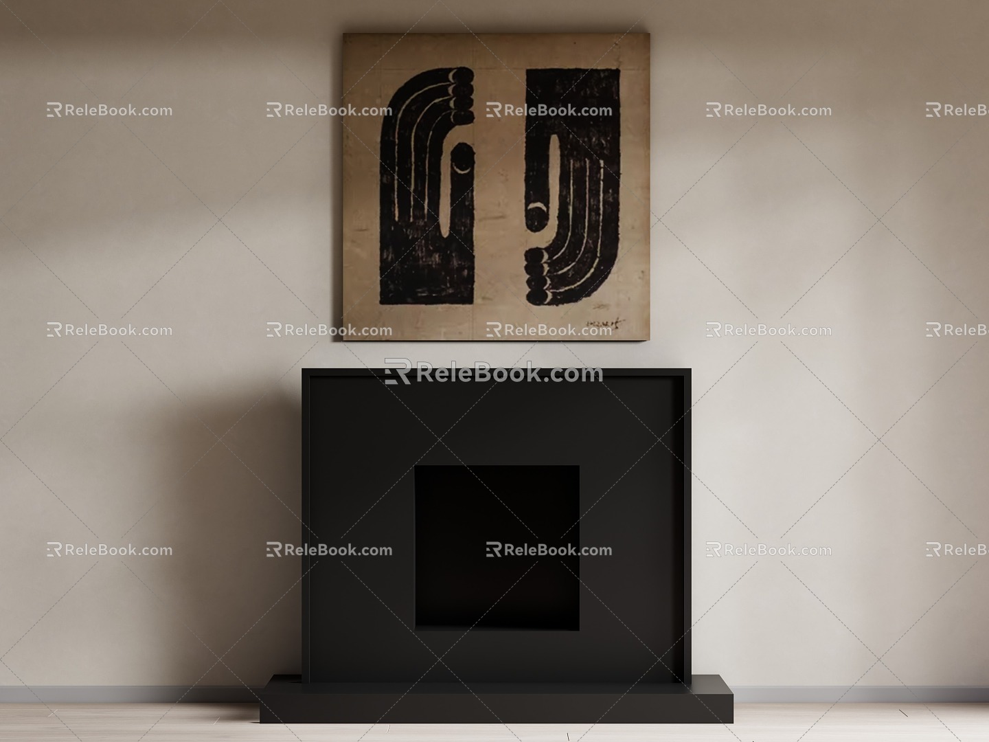 Middle ancient style fireplace 3d model