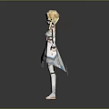 Game And Movie Character 3D Model With Blonde Hair Blue And White Dress And Ribbon