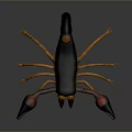 3D Rendered Black Yellow Reptile Scorpion With Large Claws And Curved Tail