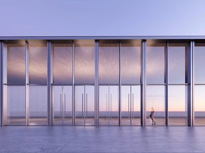 Modern Building Facade Design With Glass Curtain Walls And Metal Frames 3d model