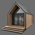 Modern Wooden House With Metal Roof Glass Doors And Wooden Porch Steps