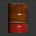 Rusty Red Santos Barrel With Cylindrical Shape And Weathered Surface