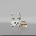 Garden Fair Decorative Display Stand With Flowers Plants And Wooden Shelves