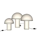 Modern Mushroom Shaped Table Lamps With White Illuminated Lampshades Design