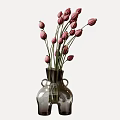 Elegant Transparent Glass Flower Vases With Fresh Pink Tulip Buds