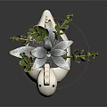 Decorative White Dinosaur Shaped Planter With Succulents And Green Leaves