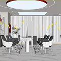 Modern Hair Salon Interior With Styling Chairs Mirrors And Marble Countertops