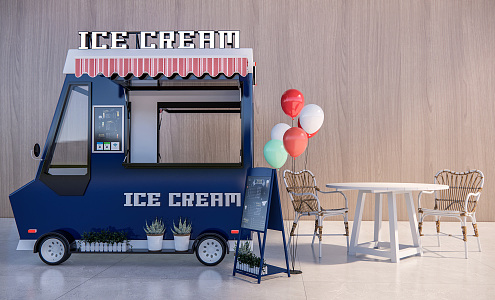 Modern sales truck fast food truck catering truck milk tea truck sales truck 3d model