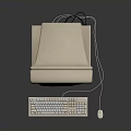 Vintage Computer With CRT Monitor Tower Keyboard Mouse Screen Blue Sky White Clouds Green Grass