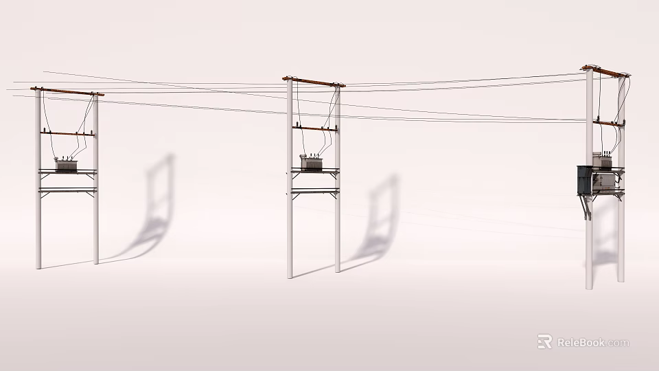 Road Facilities Featuring Utility Poles Power Lines And Scaffolding Frames 3d model 