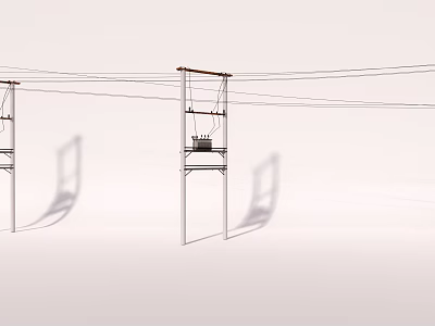 Road Facilities Featuring Utility Poles Power Lines And Scaffolding Frames 3d model