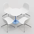 Modern Round White Table and Chair Set with Blue Base and Metal Legs