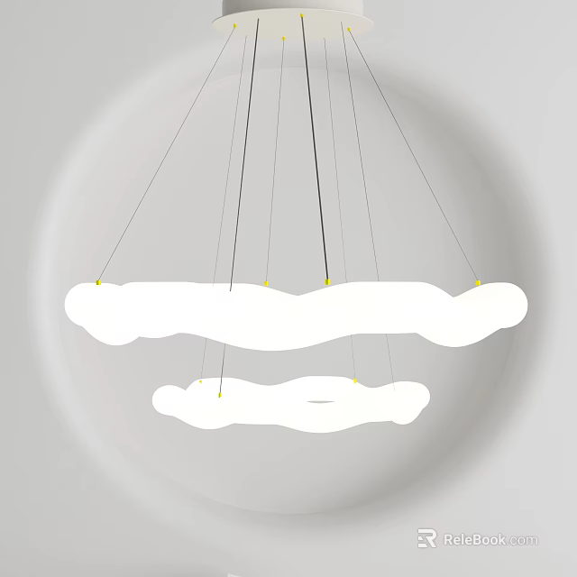 Modern Cloud Shaped White Chandelier With Multiple Suspension Cords For Interior Design 3d model 