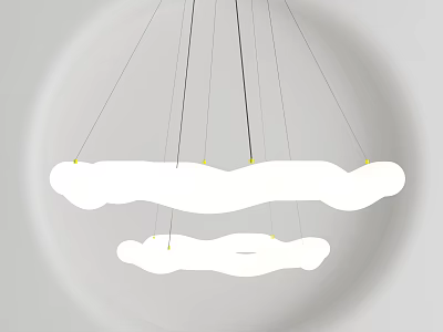 Modern Cloud Shaped White Chandelier With Multiple Suspension Cords For Interior Design 3d model