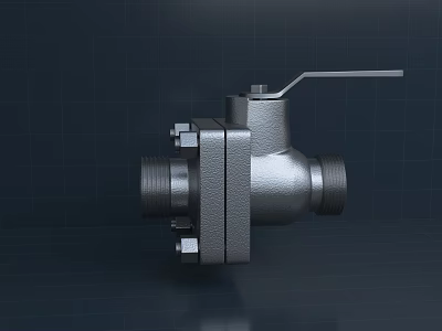 Industrial Metal Valve With Lever Handle And Threaded End Connections 3d model
