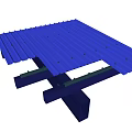 Corrugated Metal Roof Panel With Steel Support Frame Construction Component 3d model