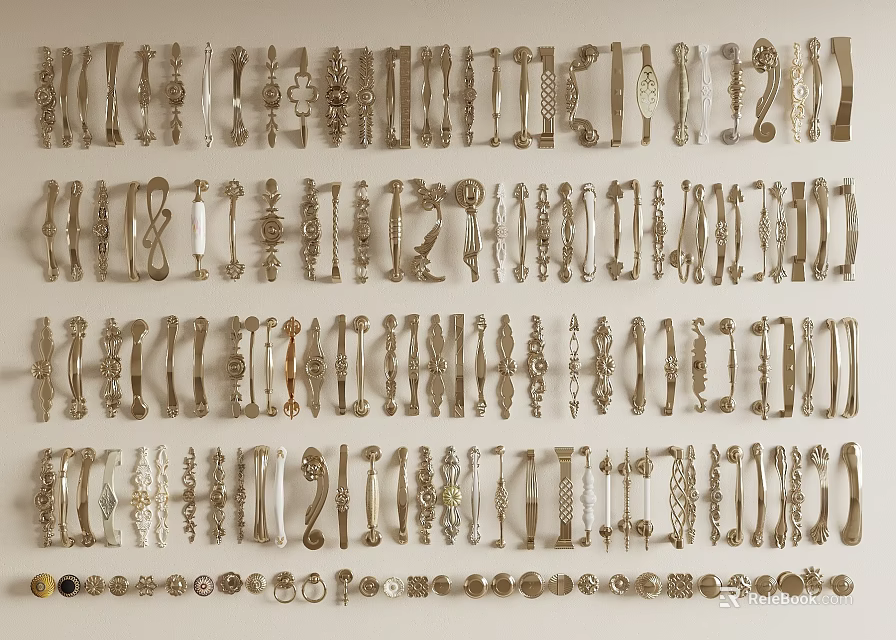 Various Stylish Decorative Handles for Home Furniture Cabinet and Door Design 3d model 