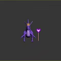Cute Purple Kangaroo Doll with Golden Crown and Pink Heart Ornament