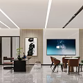 Modern Car Dealership Showroom Interior With Reception Seating And Art Decor