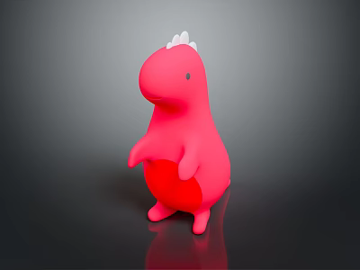 Cute Pink Dinosaur Doll with White Crest in Standing Pose Soft Plush Toy 3d model