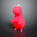 Cute Pink Dinosaur Doll with White Crest in Standing Pose Soft Plush Toy