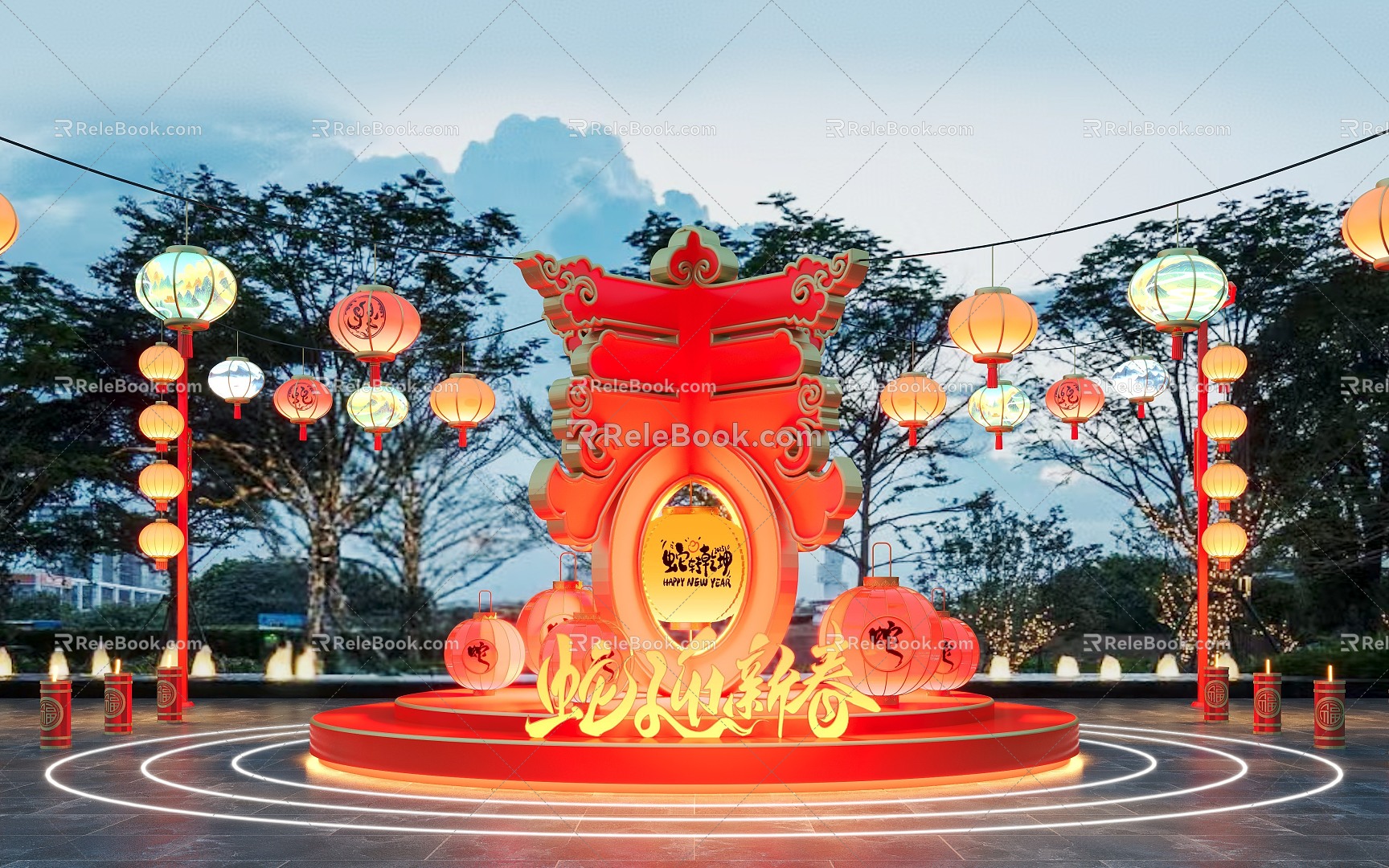 National Tide Year of the Snake Meichen Lantern Festival Lantern Festival Commercial Meichen Lantern Festival Activities 3d model